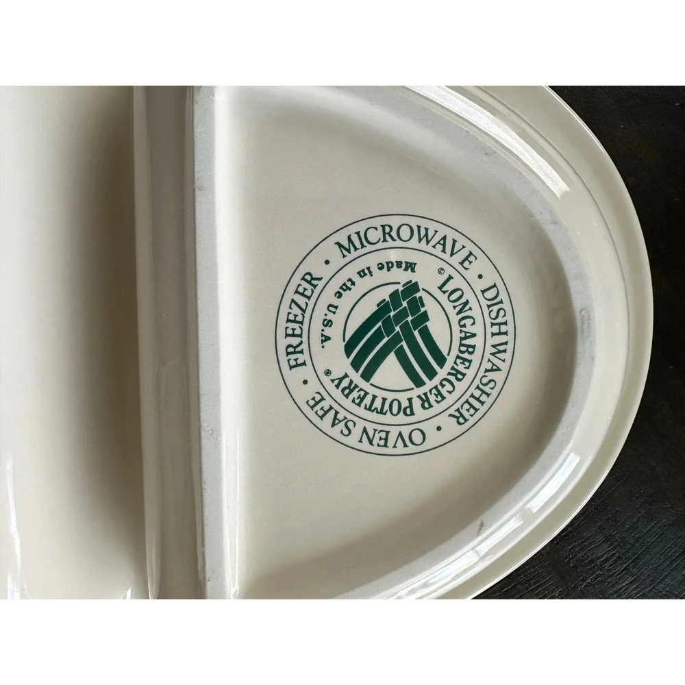Longaberger‎ HERITAGE GREEN Divided Serving Bowl Dish USA  EUC